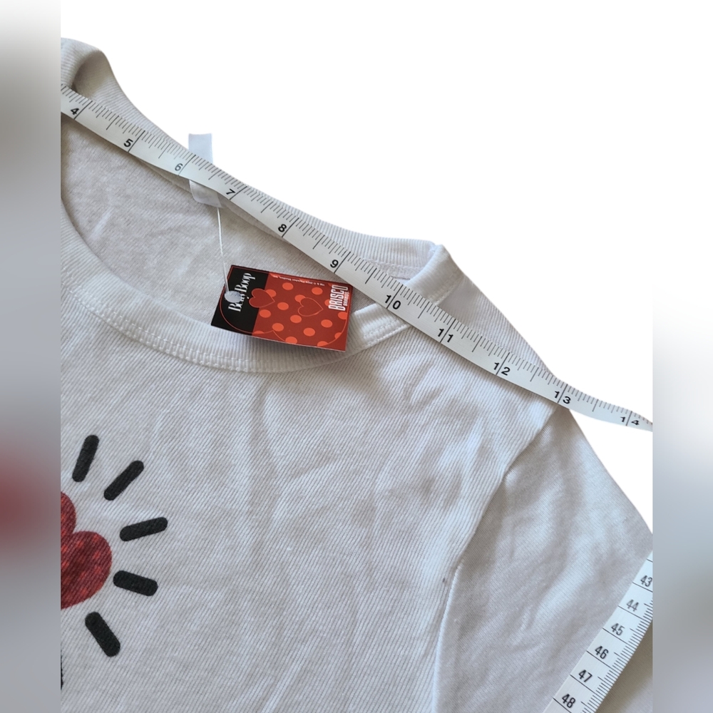 BRISCO BRANDS | BETTY BOOP CROPPED GRAPHIC T-SHIRT | WHITE | SIZE SMALL - Picture 5 of 10